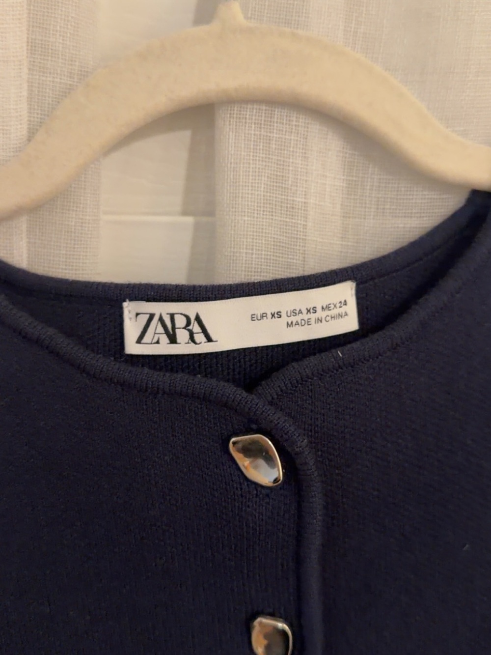 Zara Dark Navy Button-Front Ribbed Tank - Picture 2 of 2